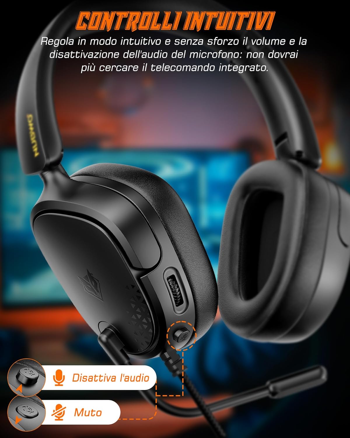 Cuffie Gaming NUBWO HG04L – Headset Professionale con Microfono, Audio Immersivo e Design Ergonomico – Nero