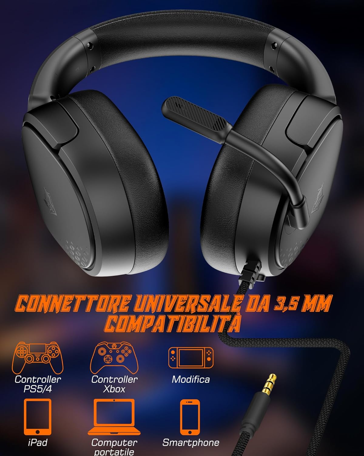 Cuffie Gaming NUBWO HG04L – Headset Professionale con Microfono, Audio Immersivo e Design Ergonomico – Nero