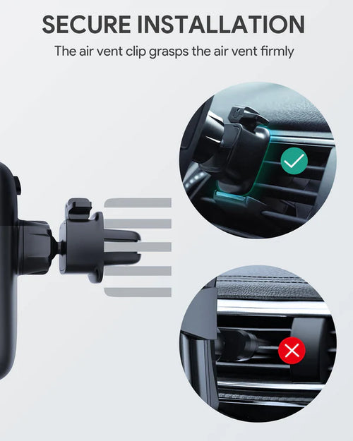 AUKEY HD-C58 Upgraded Car Phone Mount – Ultra-Secure Air Vent Clip, 360° Rotation, Universal Compatibility up to 6.5"