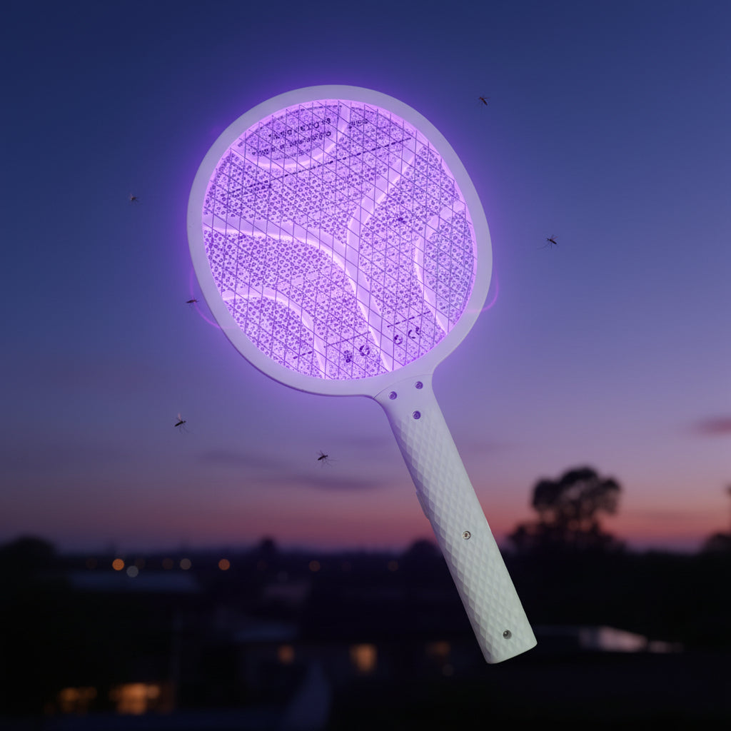 Racchetta Insetticida Elettrica 2-in-1 ZH-M817 | Lampada Anti-Zanzare UV con Base di Ricarica USB | 3500V