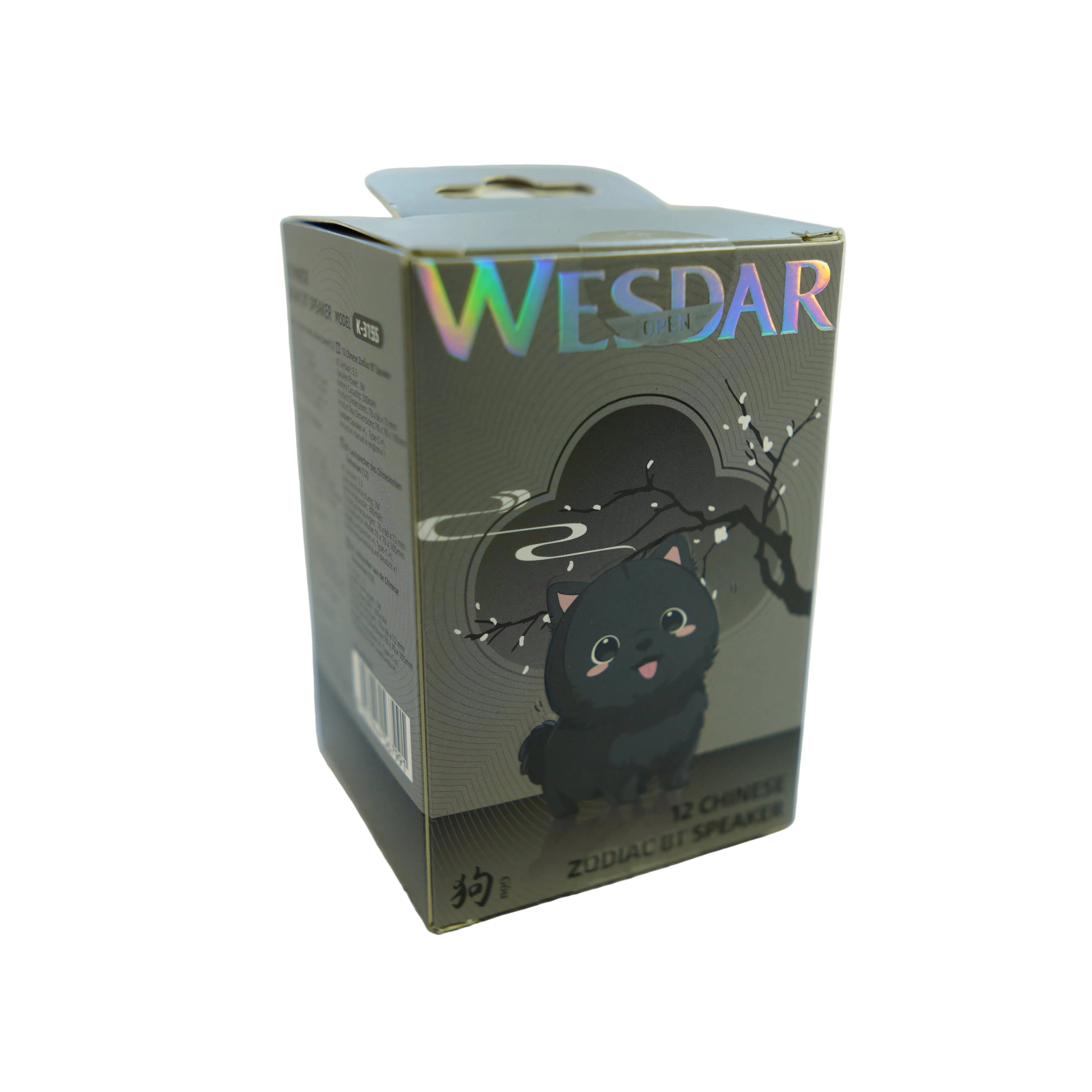 Mini Speaker Bluetooth WESDAR K-315S - Serie Zodiaco Cinese (Cane) | Portatile, Ricaricabile USB-C | Nero