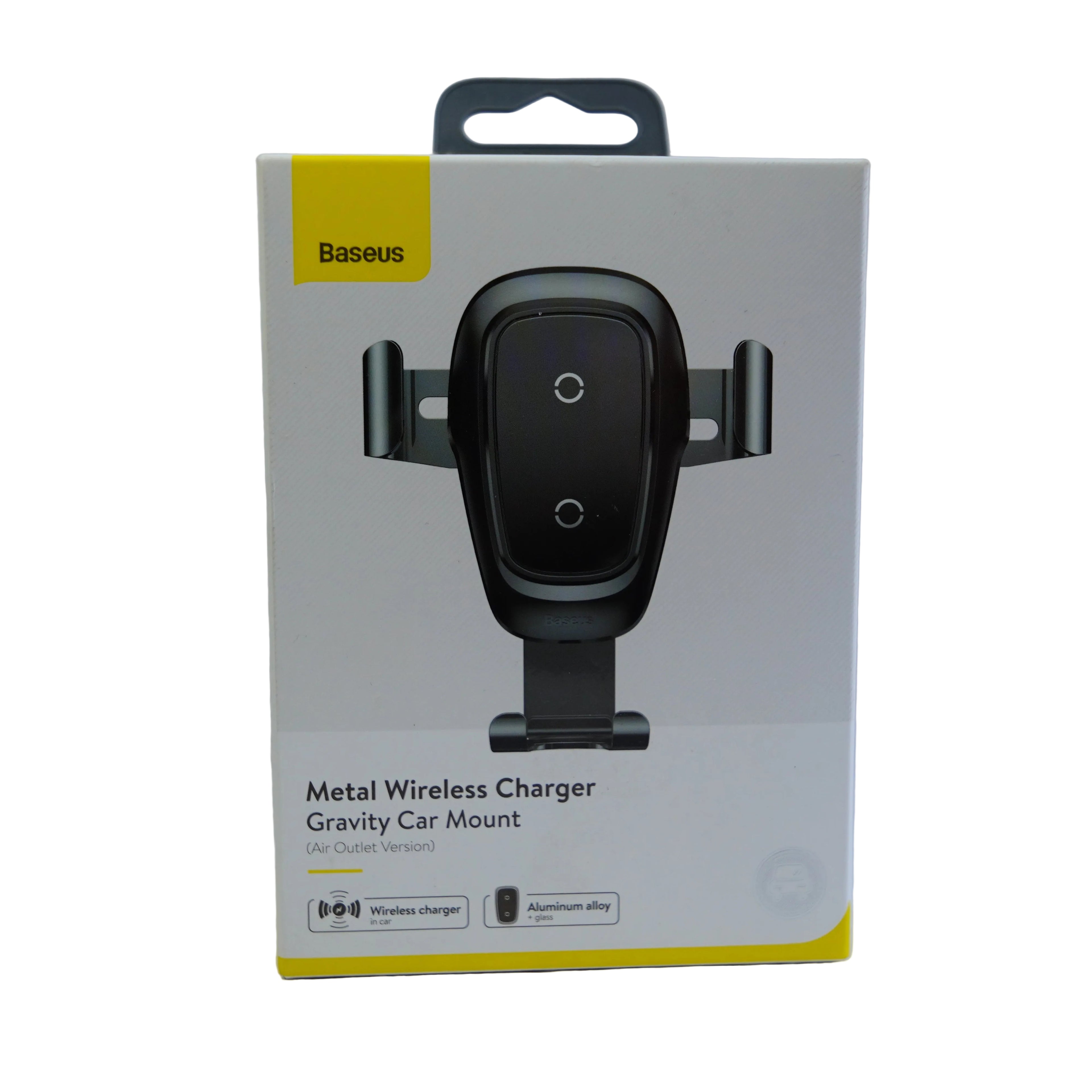 Baseus Metal Gravity Wireless Charger – Supporto Auto con Ricarica Rapida Qi, Aggancio a Gravità in Alluminio e Clip Air Vent (Tarnish)