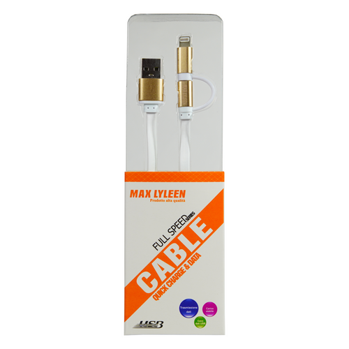 Max Lyleen 2-in-1 Cable – Micro USB & Lightning, Fast Charging and Data Sync, Flat Tangle-Free Design (1m)