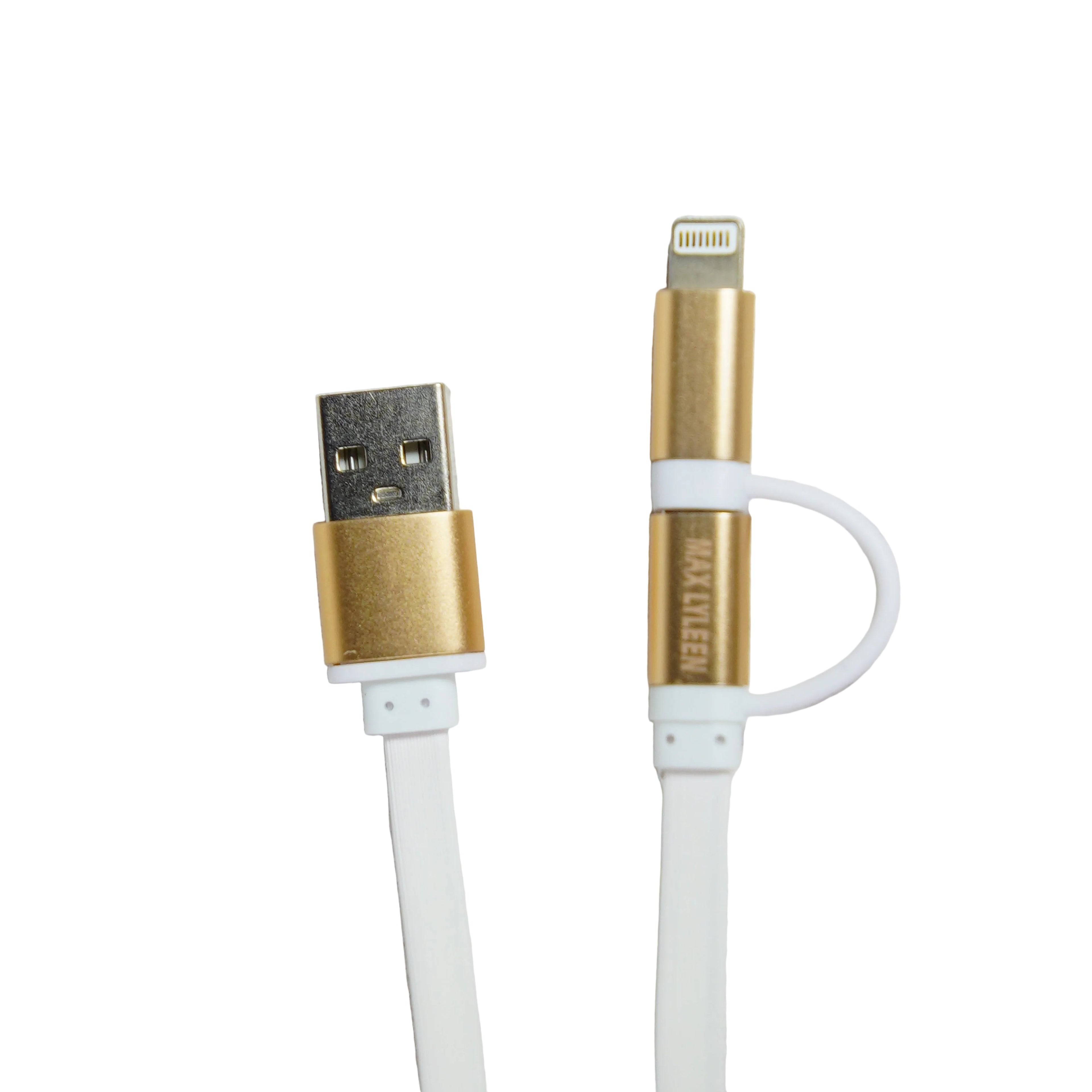 Cavo 2-in-1 Max Lyleen – Micro USB & Lightning, Ricarica Rapida e Dati, Design Piatto Anti-Groviglio (1m)