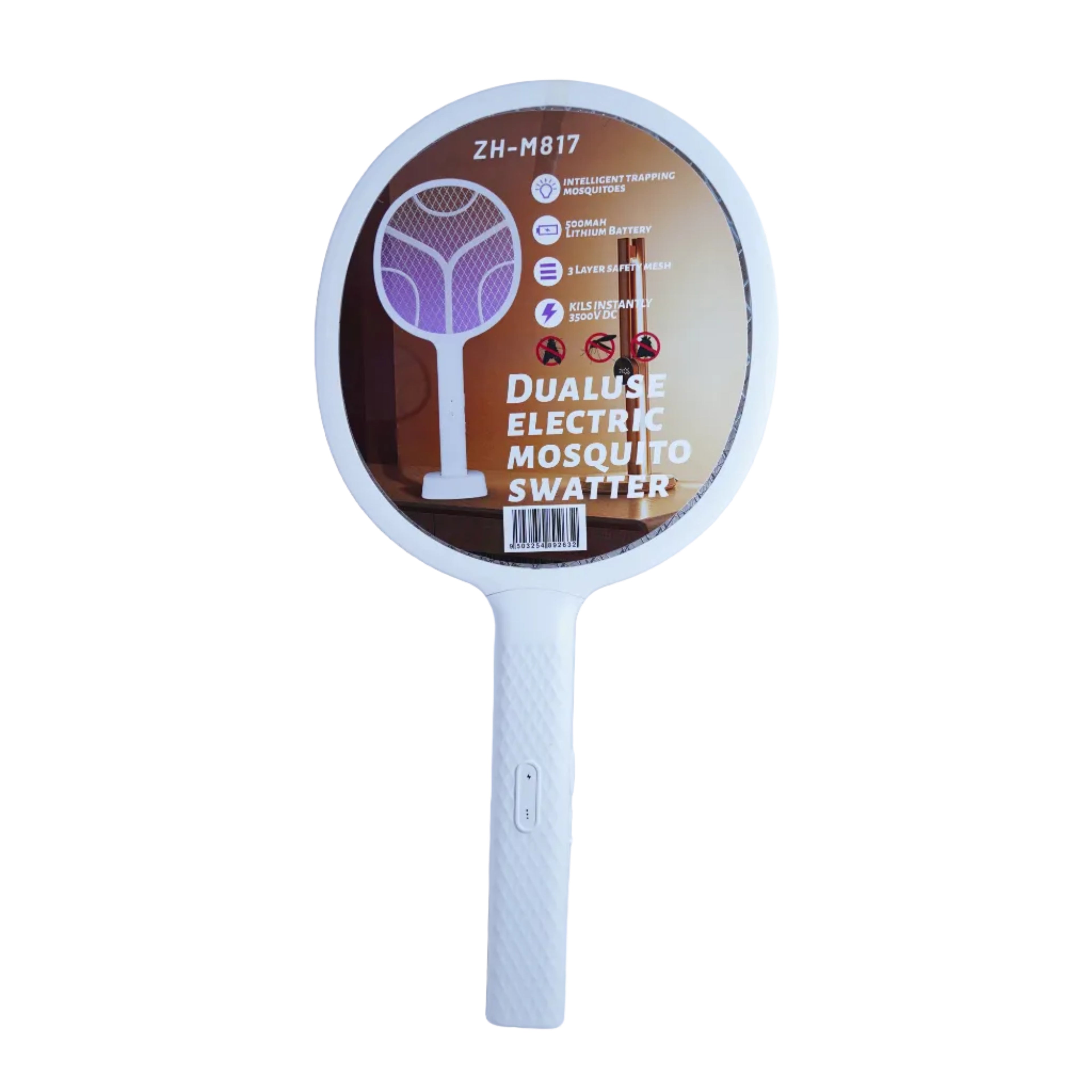Racchetta Insetticida Elettrica 2-in-1 ZH-M817 | Lampada Anti-Zanzare UV con Base di Ricarica USB | 3500V