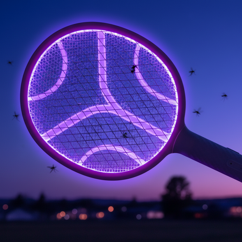 Racchetta Insetticida Elettrica 2-in-1 ZH-M817 | Lampada Anti-Zanzare UV con Base di Ricarica USB | 3500V