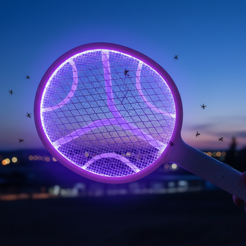 Racchetta Insetticida Elettrica 2-in-1 ZH-M817 | Lampada Anti-Zanzare UV con Base di Ricarica USB | 3500V