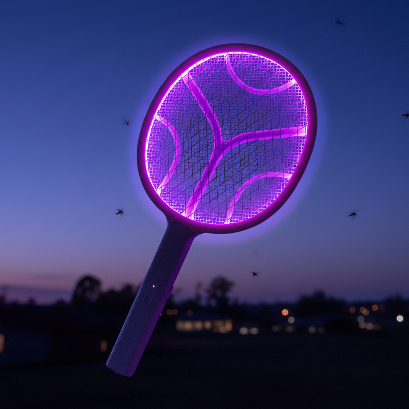 Racchetta Insetticida Elettrica 2-in-1 ZH-M817 | Lampada Anti-Zanzare UV con Base di Ricarica USB | 3500V