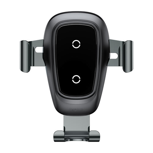 Baseus Metal Gravity Wireless Charger – Car Holder with Qi Fast Charging, Aluminum Gravity Mount and Air Vent Clip (Tarnish)