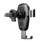 Baseus Metal Gravity Wireless Charger – Soporte de Coche con Carga Rápida Qi, Soporte de Gravedad de Aluminio y Clip de Ventilación (Negro Cromado)