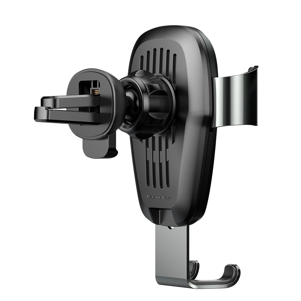 Baseus Metal Gravity Wireless Charger – Supporto Auto con Ricarica Rapida Qi, Aggancio a Gravità in Alluminio e Clip Air Vent (Tarnish)
