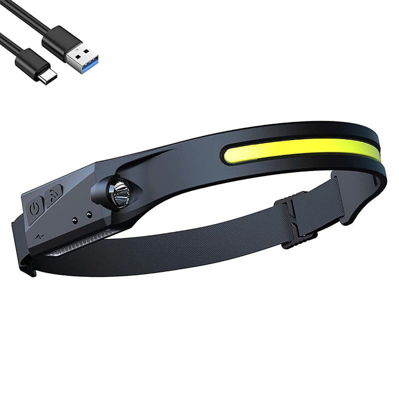 Linterna Frontal LED Profesional con Sensor de Movimiento – Doble Luz XPE + COB, Recargable USB-C, Impermeable IP65