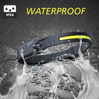 Linterna Frontal LED Profesional con Sensor de Movimiento – Doble Luz XPE + COB, Recargable USB-C, Impermeable IP65