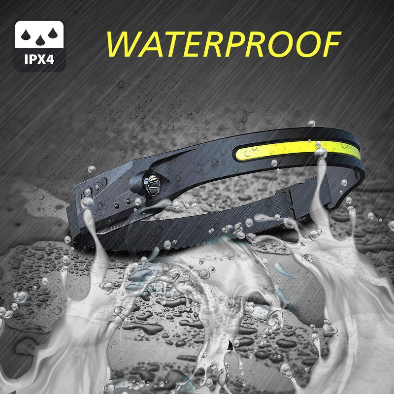 Linterna Frontal LED Profesional con Sensor de Movimiento – Doble Luz XPE + COB, Recargable USB-C, Impermeable IP65