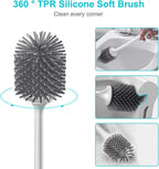 EWEIMA Antibacterial Silicone Toilet Brush - Modern Freestanding or Wall-Mounted Toilet Brush Holder Set