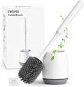 EWEIMA Antibacterial Silicone Toilet Brush - Modern Freestanding or Wall-Mounted Toilet Brush Holder Set
