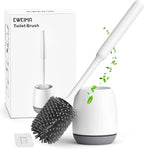 EWEIMA Antibacterial Silicone Toilet Brush - Modern Freestanding or Wall-Mounted Toilet Brush Holder Set